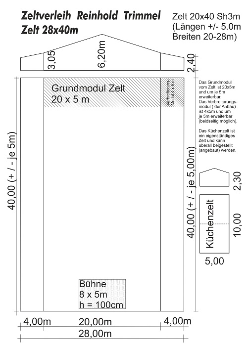 Zeltplan 28x40m