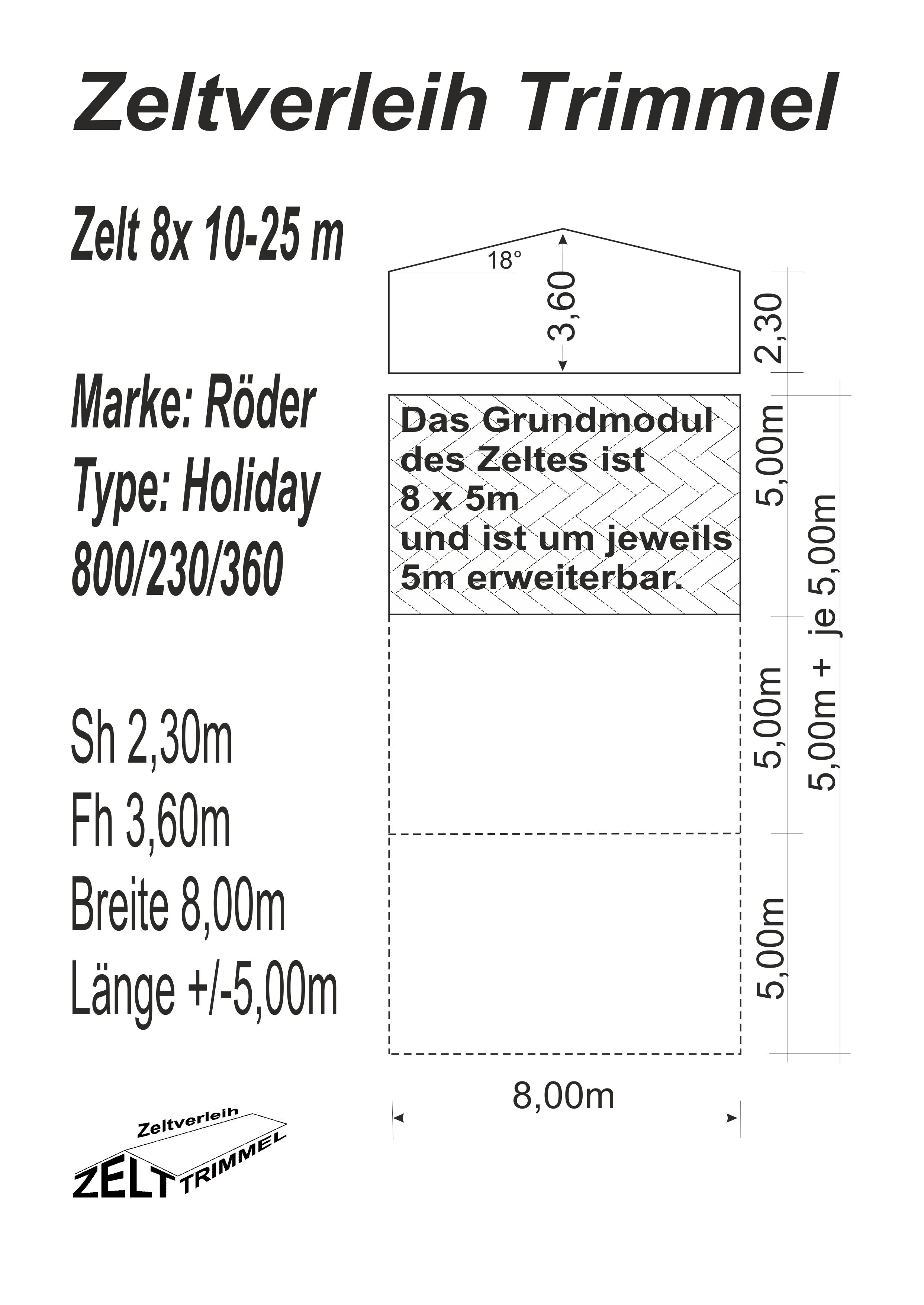 Zelt 8x15 +-5m